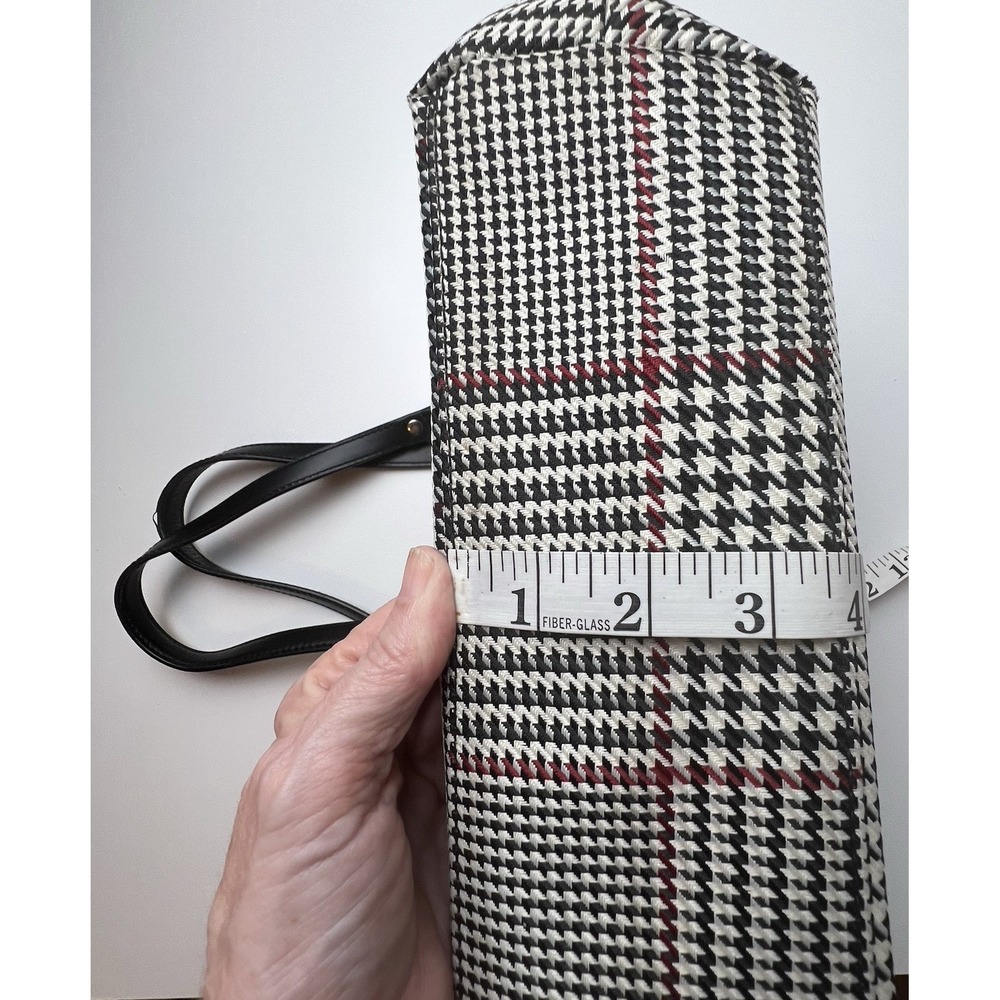 RALPH LAUREN RLL Houndstooth Plaid Leather Trimmed Tote Bag Hand Purse Vintage - Picture 16 of 16